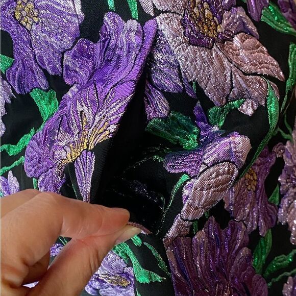 Carolina Herrera Metallic Floral Jacquard A-Line Dress size 6 - Picture 11 of 14